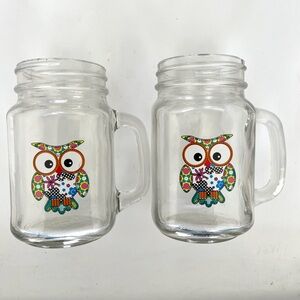 Colorful Owl Mason Jar Mugs